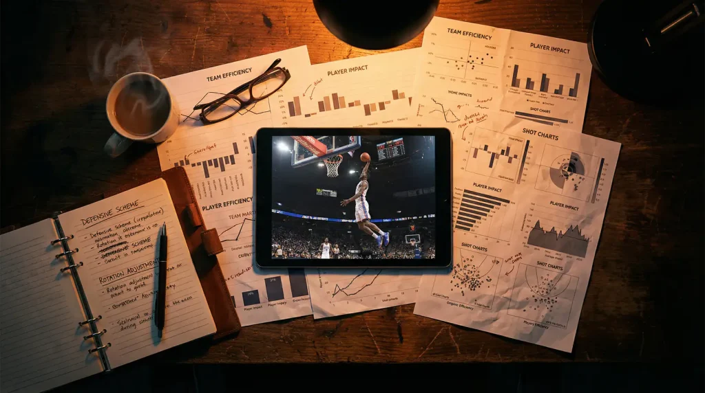 Análise estatística de jogos NBA com gráficos e dados de desempenho